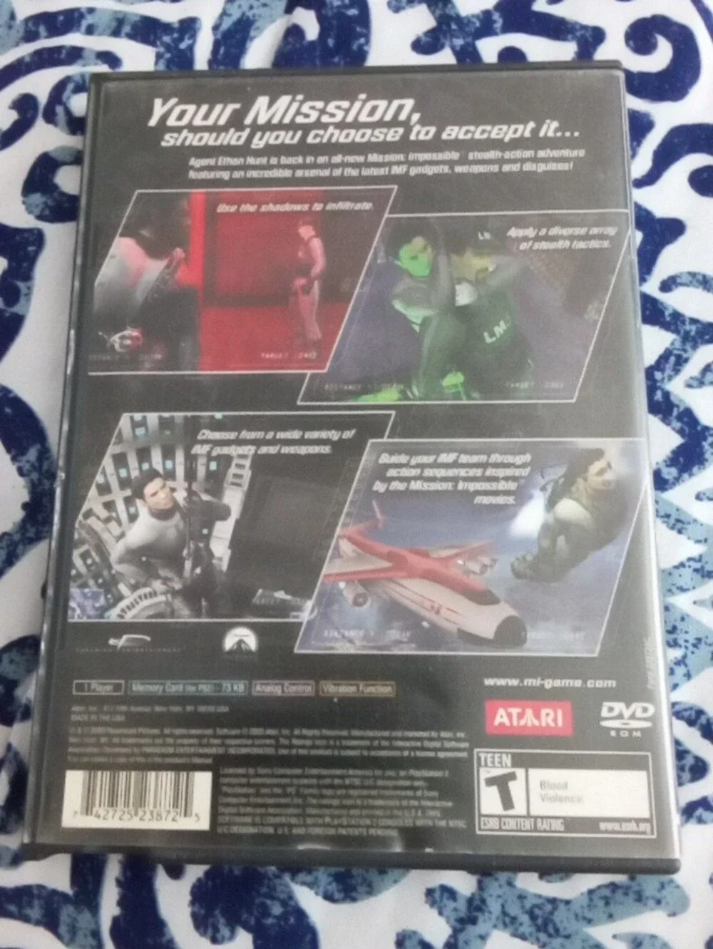 Sony PlayStation 2 Mission: Impossible M:I Operation Surma — Black, White, Green